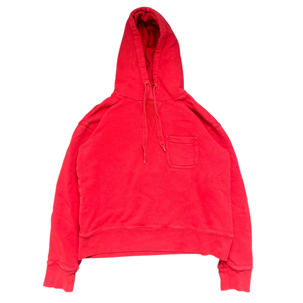 Alex Mill Mens Red French Terry Pocket Hoodie Sweatshirt Size Medium